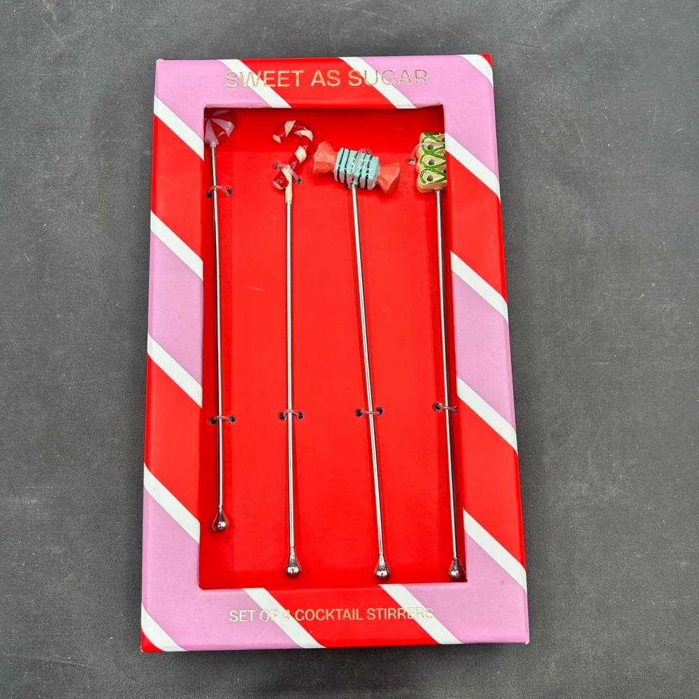 Anthropologie Sweet As Sugar Cocktail Stirrers‎ Candy Theme Barware Set of 4